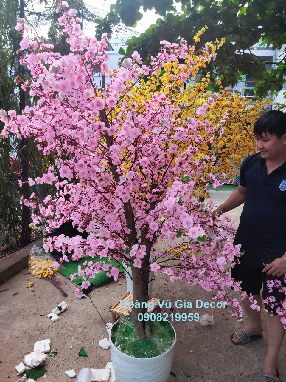 Chậu cây đào giả 1.7m