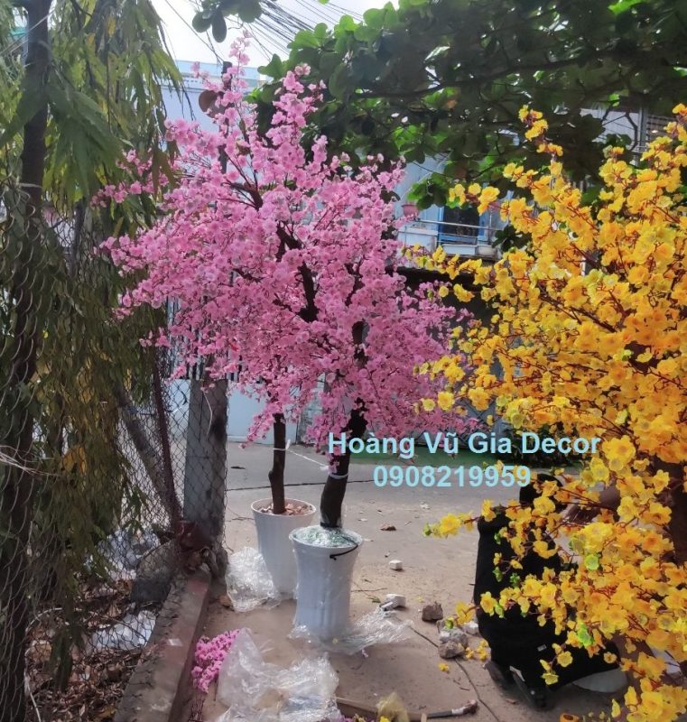 Chậu cây đào giả 1.7m